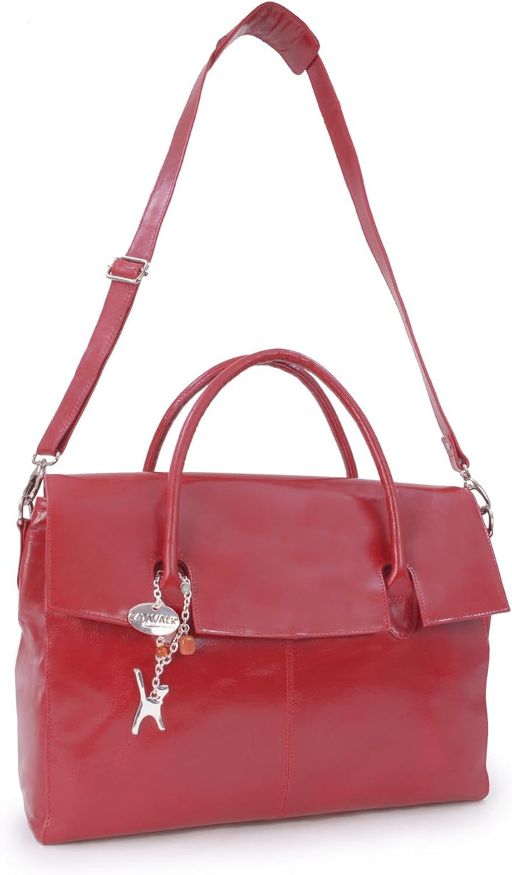 Catwalk Collection Handbags - Leder - Übergrosse Laptoptasche Schultasche/Organizer/Arbeitstasche/Ak