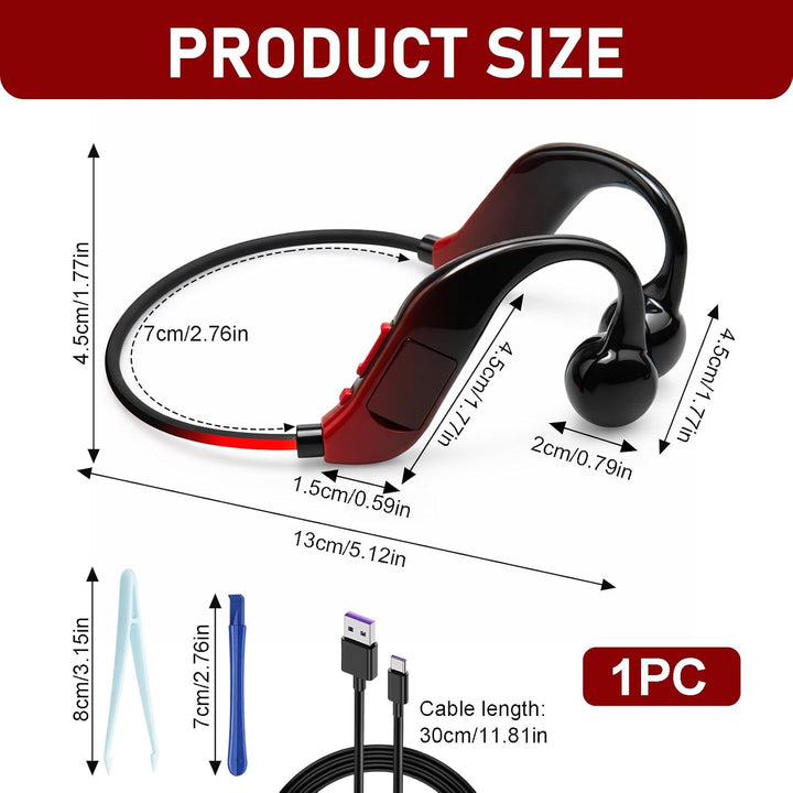 Bone Conduction Kopfhörer Knochenschall Bluetooth5.4 Open-Ear, kabellose Sport Kopfhörer mit IPX5 wa