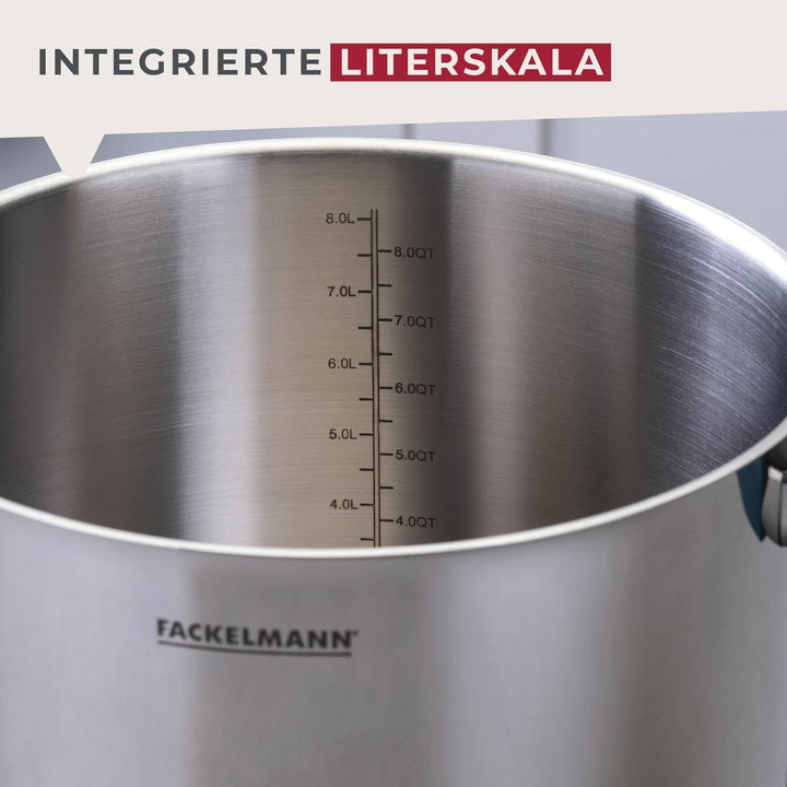 Fackelmann Suppentopf Essential, Ø 24 cm, 9L, Hochwertiger Edelstahl, ergonomische Bakelit-Griffe, f