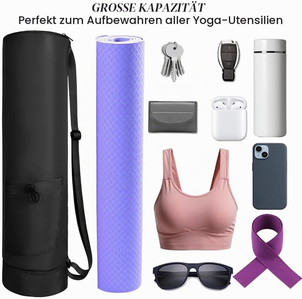 Aucuu Yogatasche, Yogamatte Tasche, Sporttasche Damen mit Nassfach &amp; Flaschentasche, Verstellbarer S