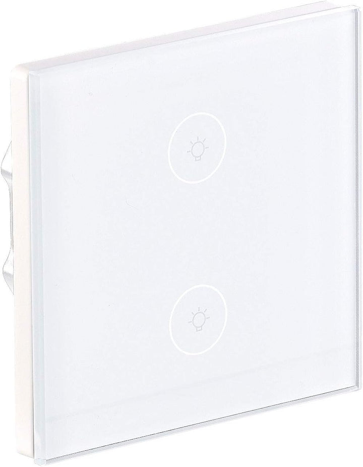 Luminea Home Control Touch Lichtschalter: 2er-Set Touch-Doppel-Lichttaster, komp. zu Alexa & Google