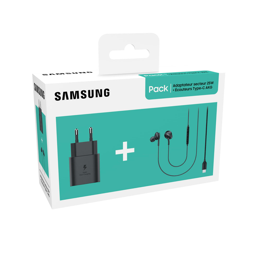 Samsung AKG In-Ear-Kopfhörer-Set Typ C + Schnellladekopf, Schwarz, In-Ear-Kopfhörer, kabelgebunden,
