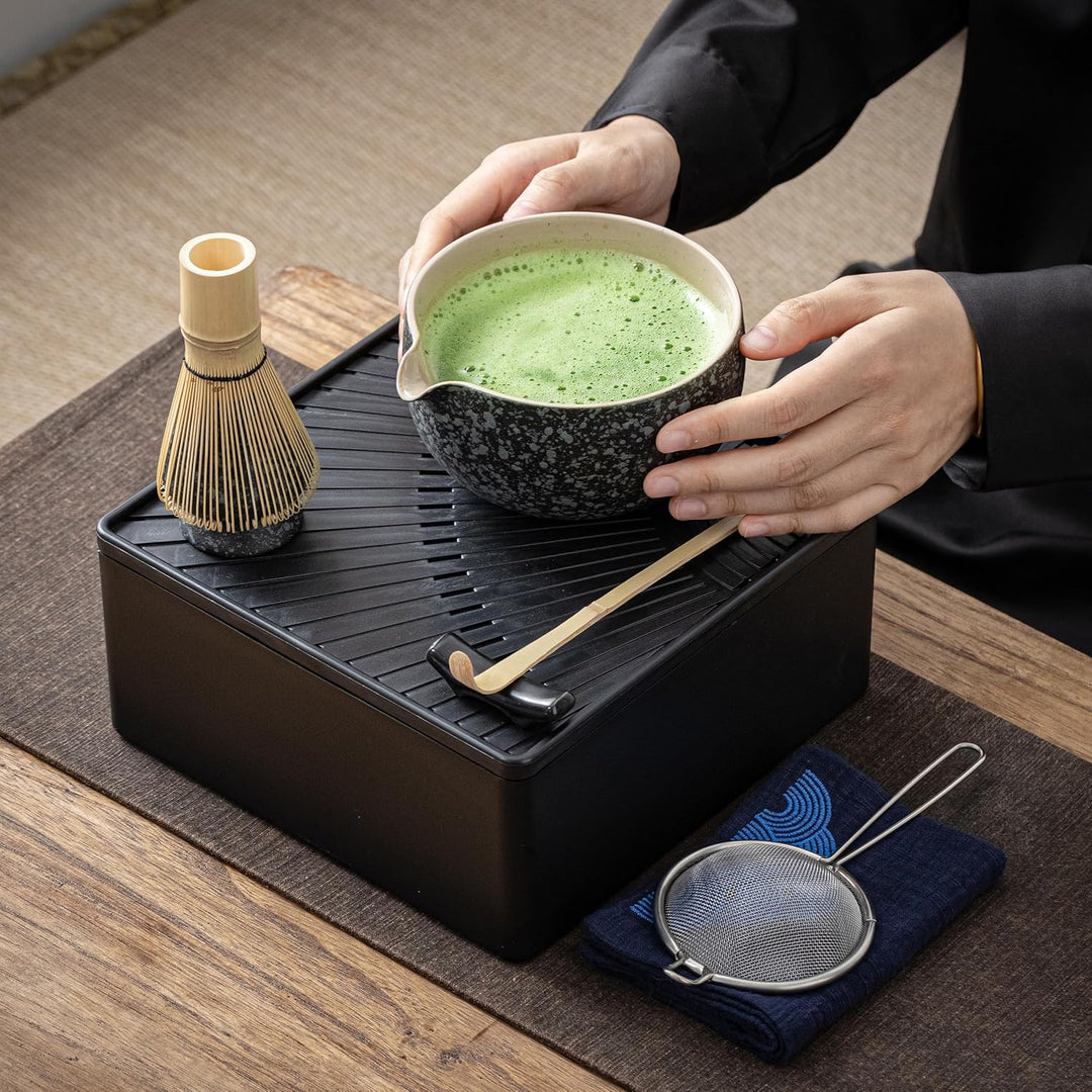 TEANAGOO Matcha Kit mit Aufbewahrungskoffer, 10 Stück Komplettes Matcha Tee Set, Keramik Matcha Scha