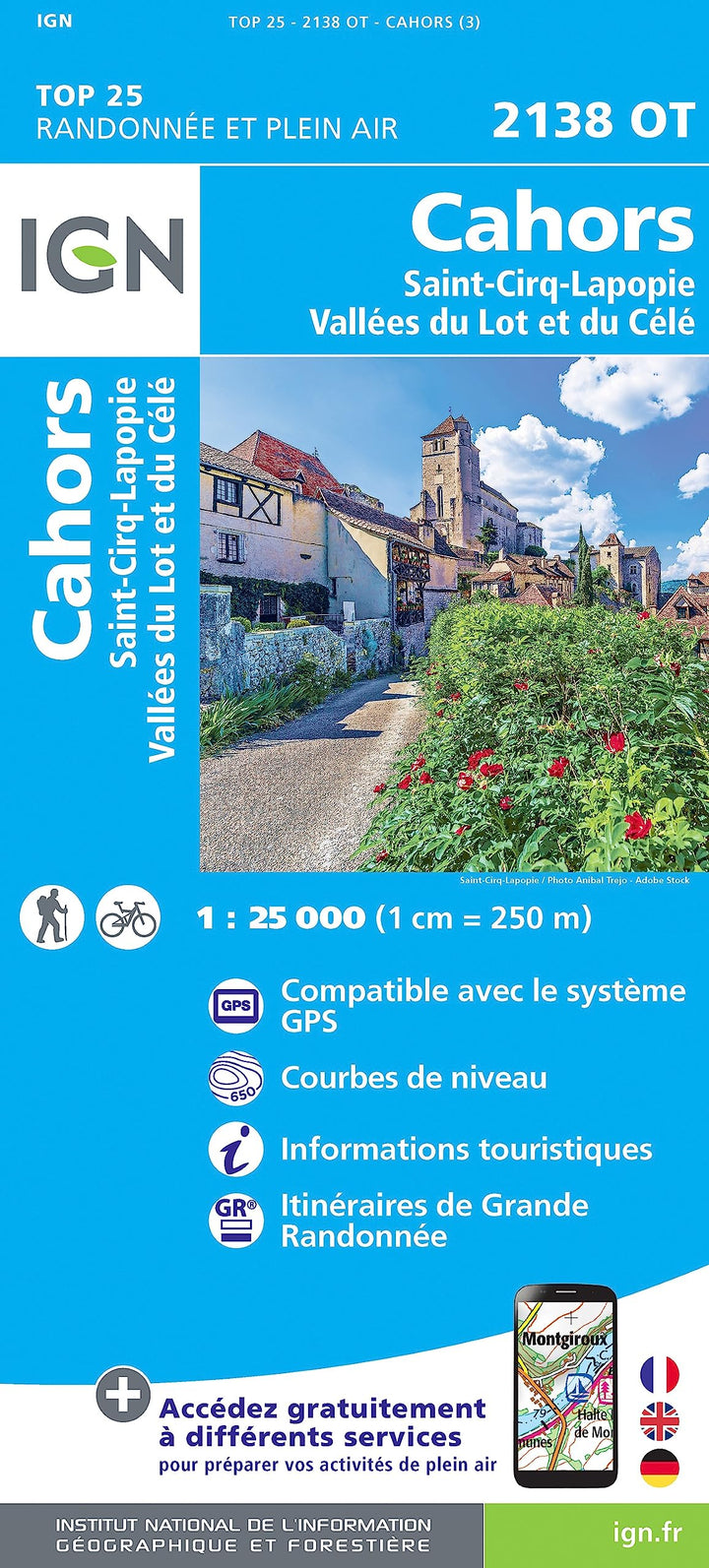 2138OT Cahors Saint-Cirq-Lapopie.Vallées du Lot et du Célé (TOP 25), Karte