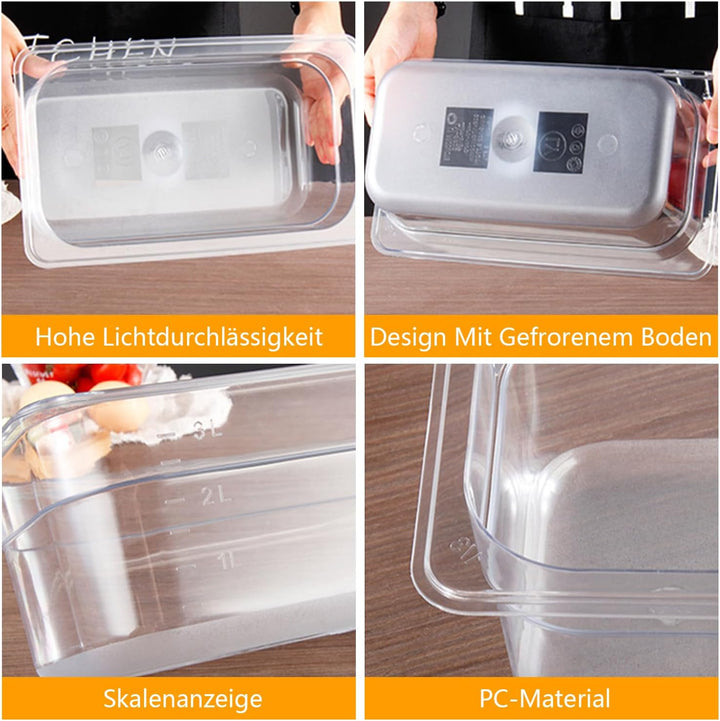 Sous Vide Behälter 12L, Sous Vide Container mit Deckel und Rack ür Sous Vide Stick Garer, Multifunkt