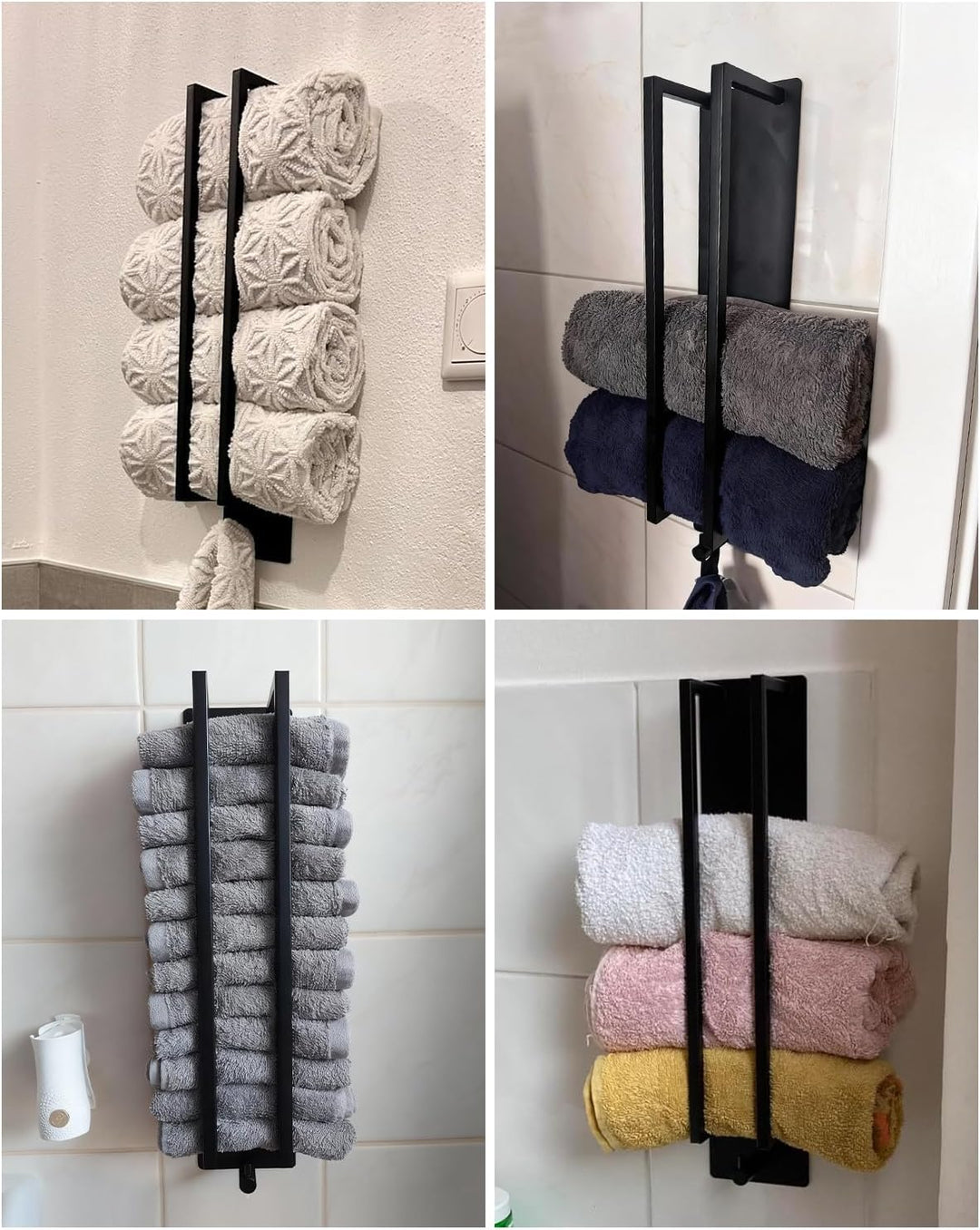 Handtuchhalter Schwarz Ohne Bohren,Gästehandtuchhalter Selbstklebend Handtuchstange Edelstahl Badetu