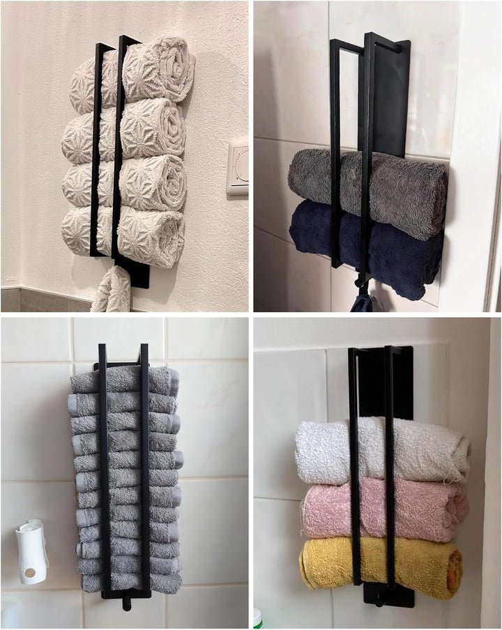 Handtuchhalter Schwarz Ohne Bohren,Gästehandtuchhalter Selbstklebend Handtuchstange Edelstahl Badetu