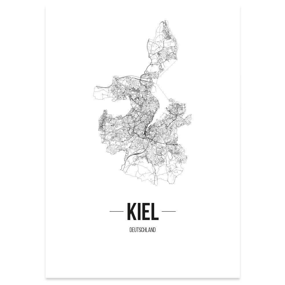 JUNIWORDS Stadtposter, Kiel, Wähle eine Grösse, 40 x 60 cm, Poster, Schrift B, Weiss 40 x 60 cm Schr