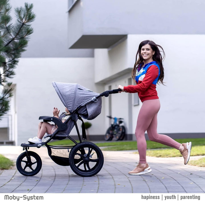 Moby-System Runner Dreirad-Kinderwagen Buggy Mountain Schwarz Für Kinder Bis 15 Kg, Es dreht sich gu