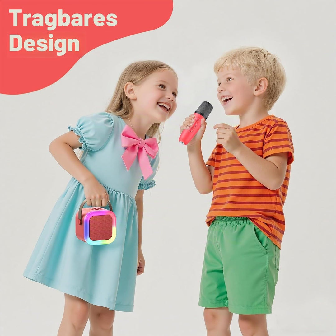 Fede Karaoke Maschine für Kinder Erwachsene, Mini Karaoke Maschine mit 2 Mikrofonen, Tragbarer Bluet