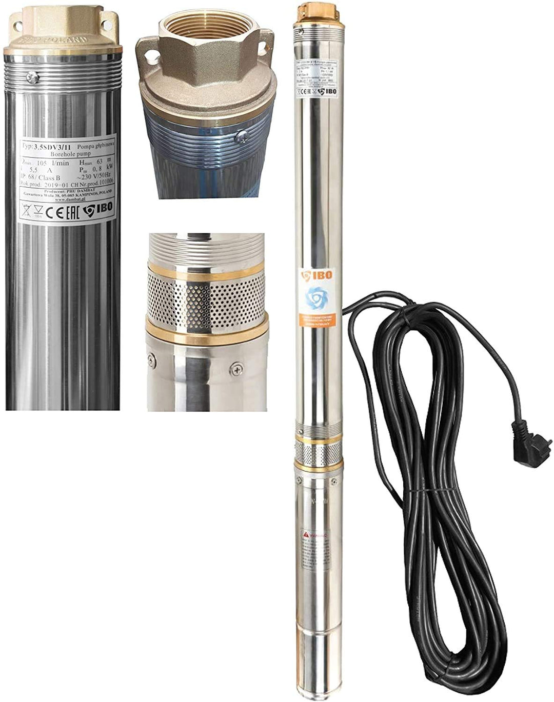 Qualitäts-Tiefbrunnenpumpe Brunnenpumpe 3,5" 89 mm 6300 l/h 0,8kW 6,3 bar sandresistent