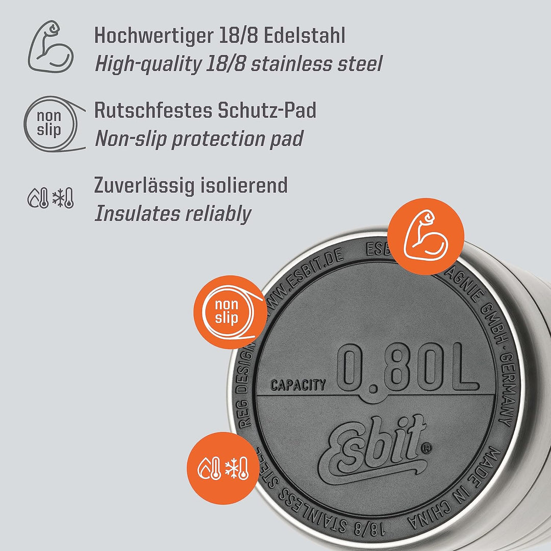 Esbit Thermobehälter Majoris für Essen - Warmhaltebehälter 800 ml in Edelstahl - aus Edelstahl für w
