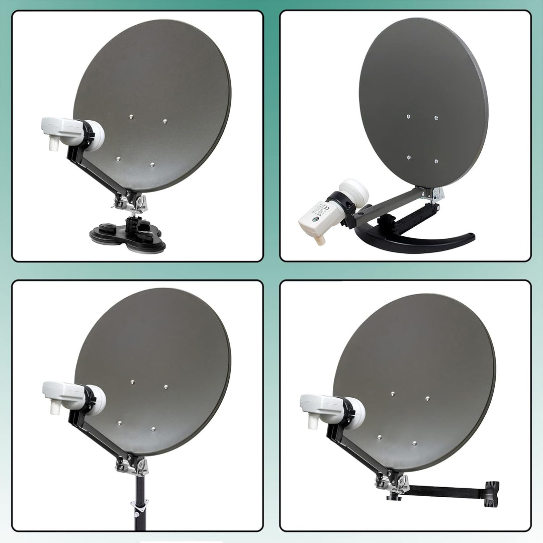 XORO 38,5 cm Camping Satellitenantenne MCA 38 HD Set, inkl. Single LNB mit integriertem Satfinder, 1