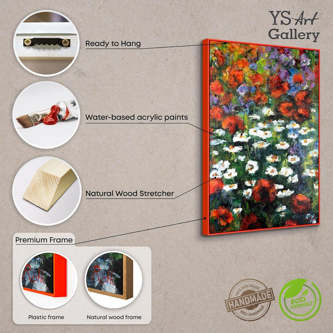 YS-Art Abstrakt Design Acryl Gemälde auf Leinwand Abstrakte blühende Weiten handgemalt Wandbilder Wo