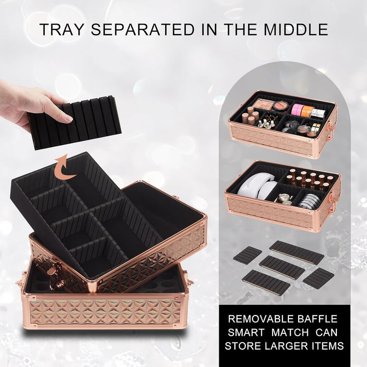 Kosmetikkoffer Trolley, 6-in-1 Schminkkoffer mit Spiegel & Schloss, Grosser Kosmetik Reisekoffer Mak