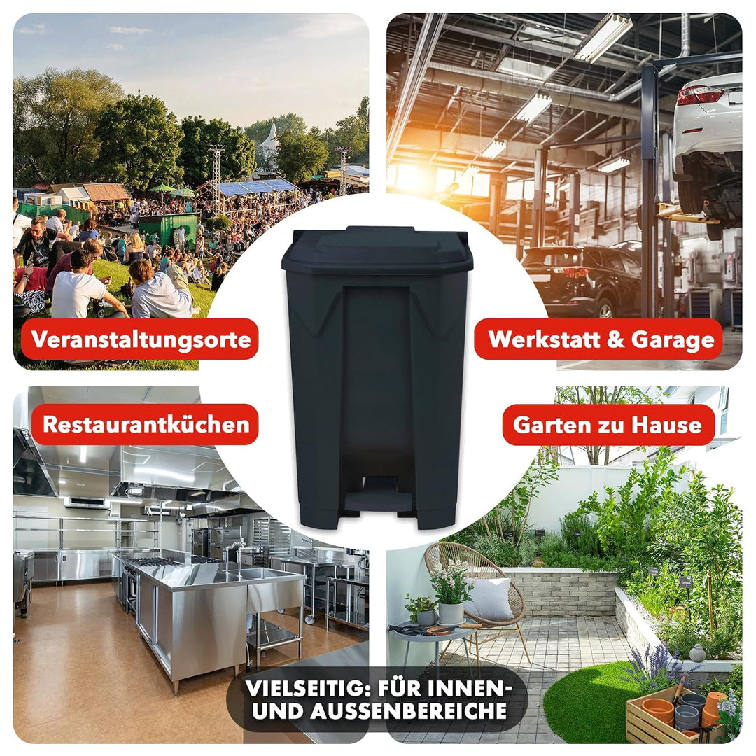 casa pura Mülltonne, Mülleimer 80 Liter, Grauer Deckel, Abfalleimer für Küche und Büro, Mülltrennsys