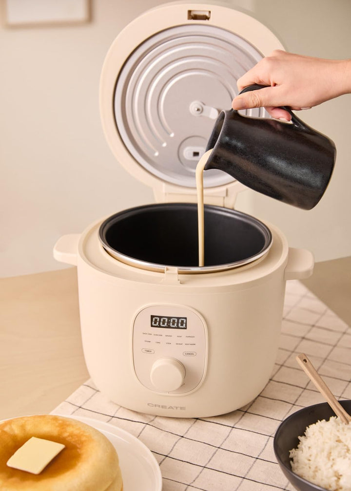 CREATE/RICE COOKER/Multifunktioneller Elektrischer Reiskocher 3L Cremeweiss/Programmierbar bis zu 24