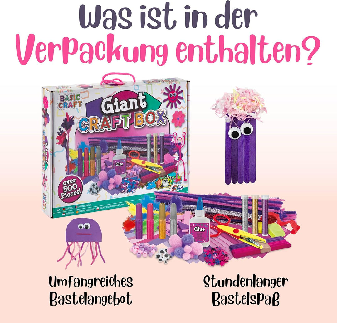 Grafix XL Lila Bastelset | Giant Craft Boxfür Kinder ab 4 Jahren | Über 500 DIY-Bastelmaterialien |