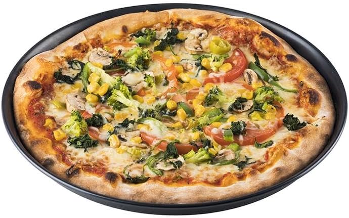 METRO Professional Pizzablech, Metall, 36 cm, 370 x 370 x 100 mm, unbeschichtetes Blaublech mit Roll