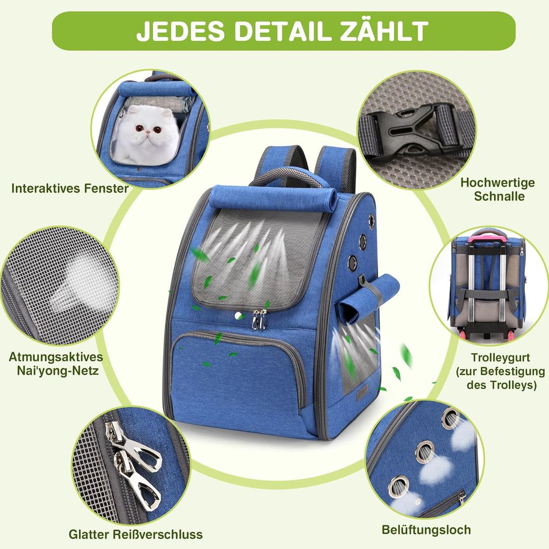 ALLSOPETS Katzenrucksack, Faltbarer Atmungsaktiver Hunderucksack mit Sonnenschutz für Klein Hunde un