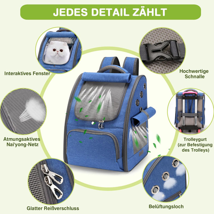 ALLSOPETS Katzenrucksack, Faltbarer Atmungsaktiver Hunderucksack mit Sonnenschutz für Klein Hunde un