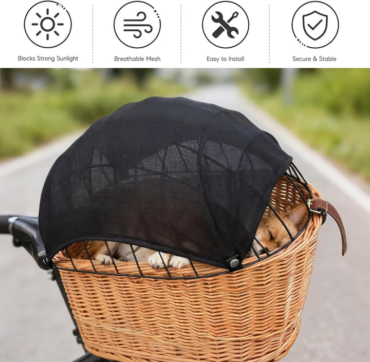 Sonnensegel für Hundefahrradkorb &amp; Fahrradkorb, Grosses, verstellbares Schutznetz für Hunde, Atmungs