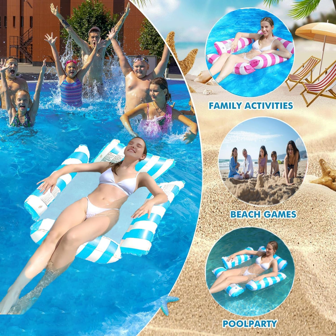 Wasserhängematte, 2 Stück 4 in1 Wasserhängematte mit Netz, Hängematte Pool, Zusammenklappbar Wasser