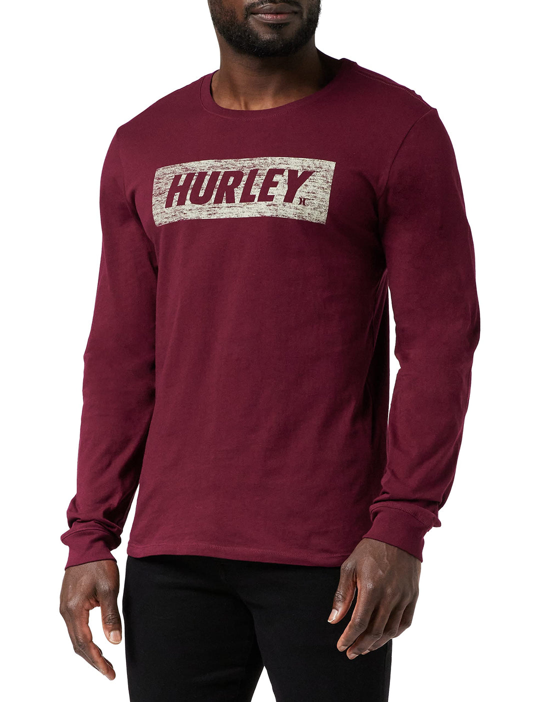 Hurley Herren M Evd WSH Fastlane Bx Texture Ls T-Shirt L Dunkles Beetroot, L Dunkles Beetroot