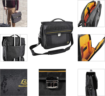 Exacompta 17334E Premium Laptop-Umhängetasche Exactive mit Clip-Verschluss und vielen Innentaschen w