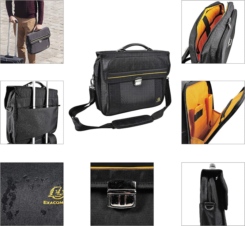 Exacompta 17334E Premium Laptop-Umhängetasche Exactive mit Clip-Verschluss und vielen Innentaschen w