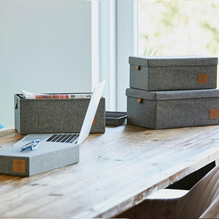 LOVE IT STORE IT Premium Aufbewahrungsbox mit Deckel 5-teilig - Aufbewahrungskörbe aus Leinen - Vers