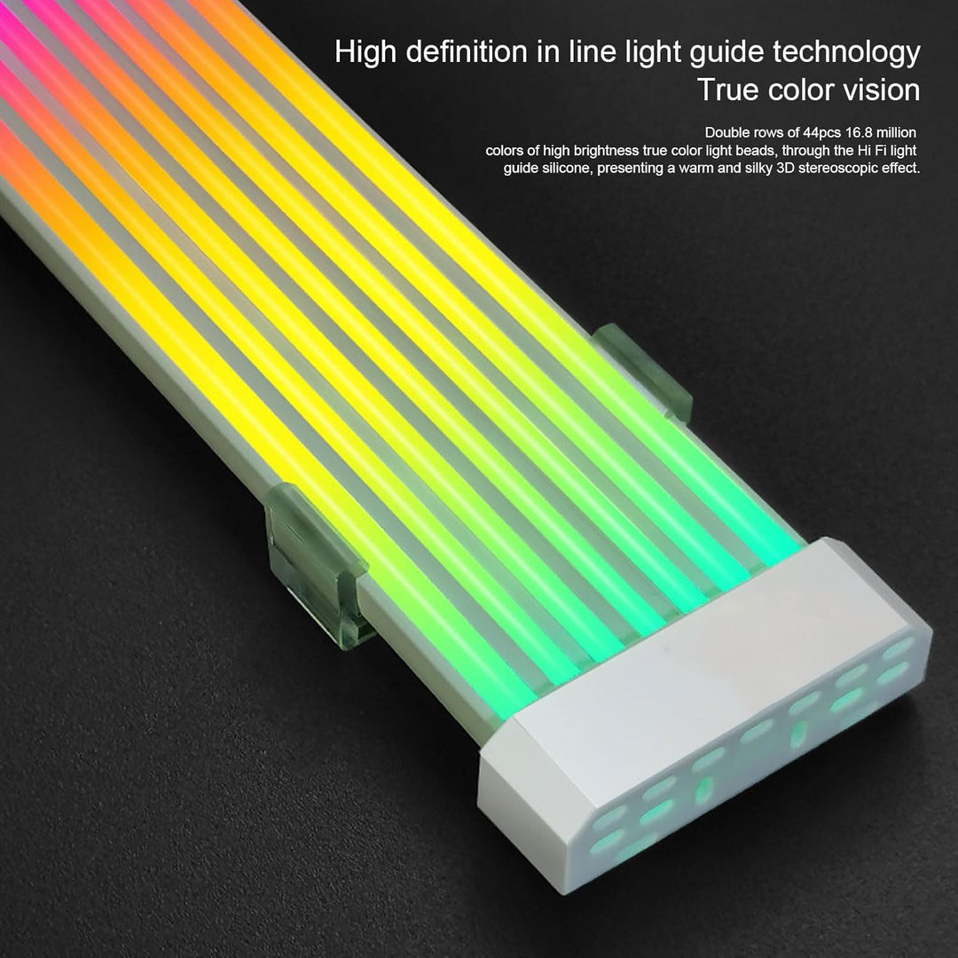 lyrlody ARGB PC Netzteilkabel, 5V 3Pin RGB-Netzteilkabel mit 44 LEDs in zwei Reihen, für 24Pin Mainb