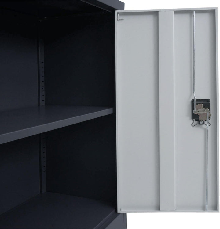 Aktenschrank HWC-O50, Büroschrank Stahlschrank mit Rollen, 2 Türen abschliessbar, Stahl 98x80x40cm -