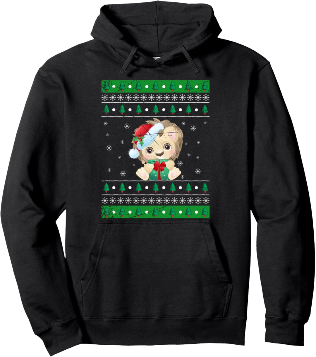 Weihnachten Geschenk Afrika Zoo Tier Ugly Christmas Löwe Pullover Hoodie