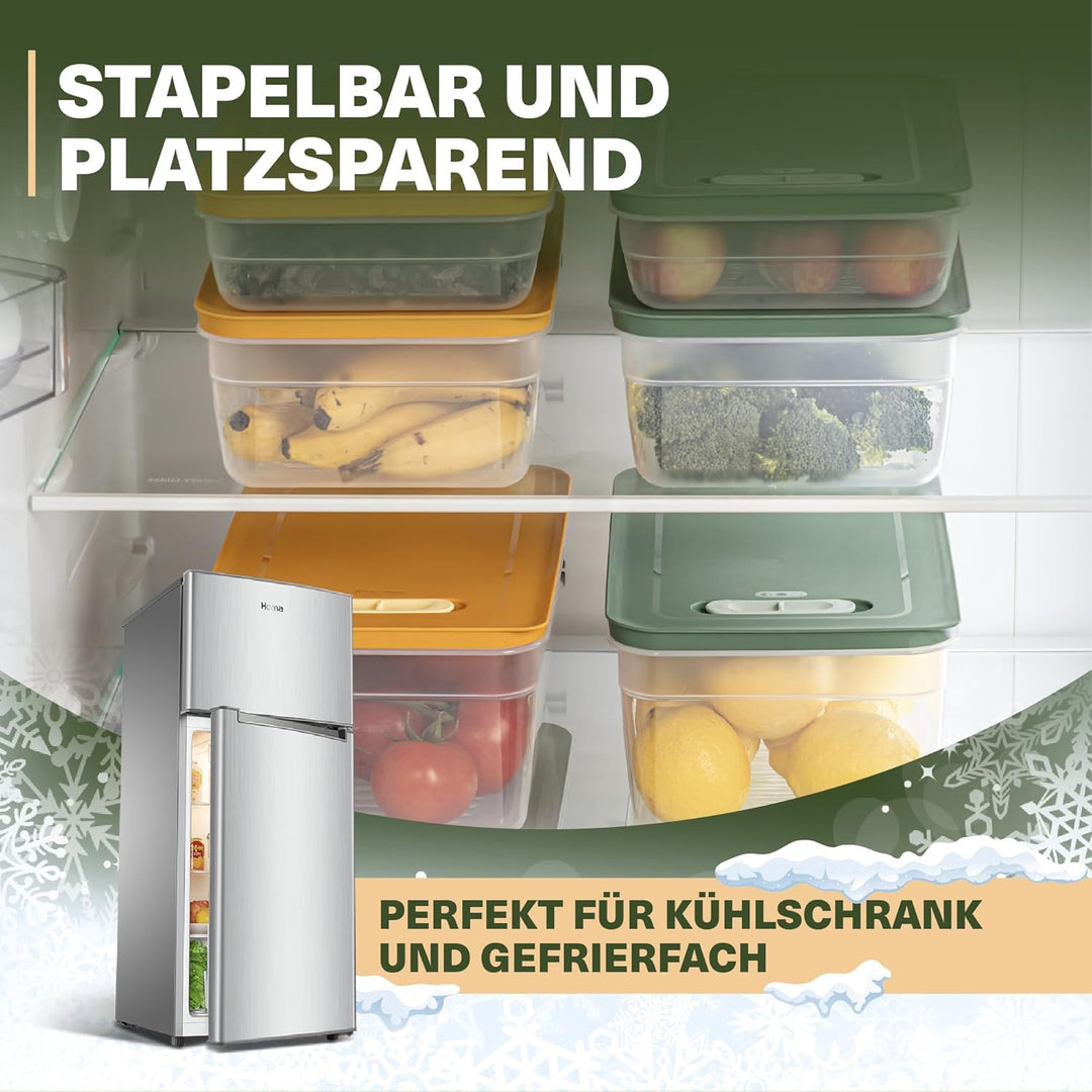 Aufbewahrungsboxen Set mit Ventil, Stapelbare Vorratsdosen mit Deckel, Luftdicht, BPA-frei, Kunststo