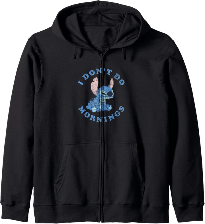 Disney Lilo & Stitch Distressed Stitch I Don't Do Mornings! Kapuzenjacke