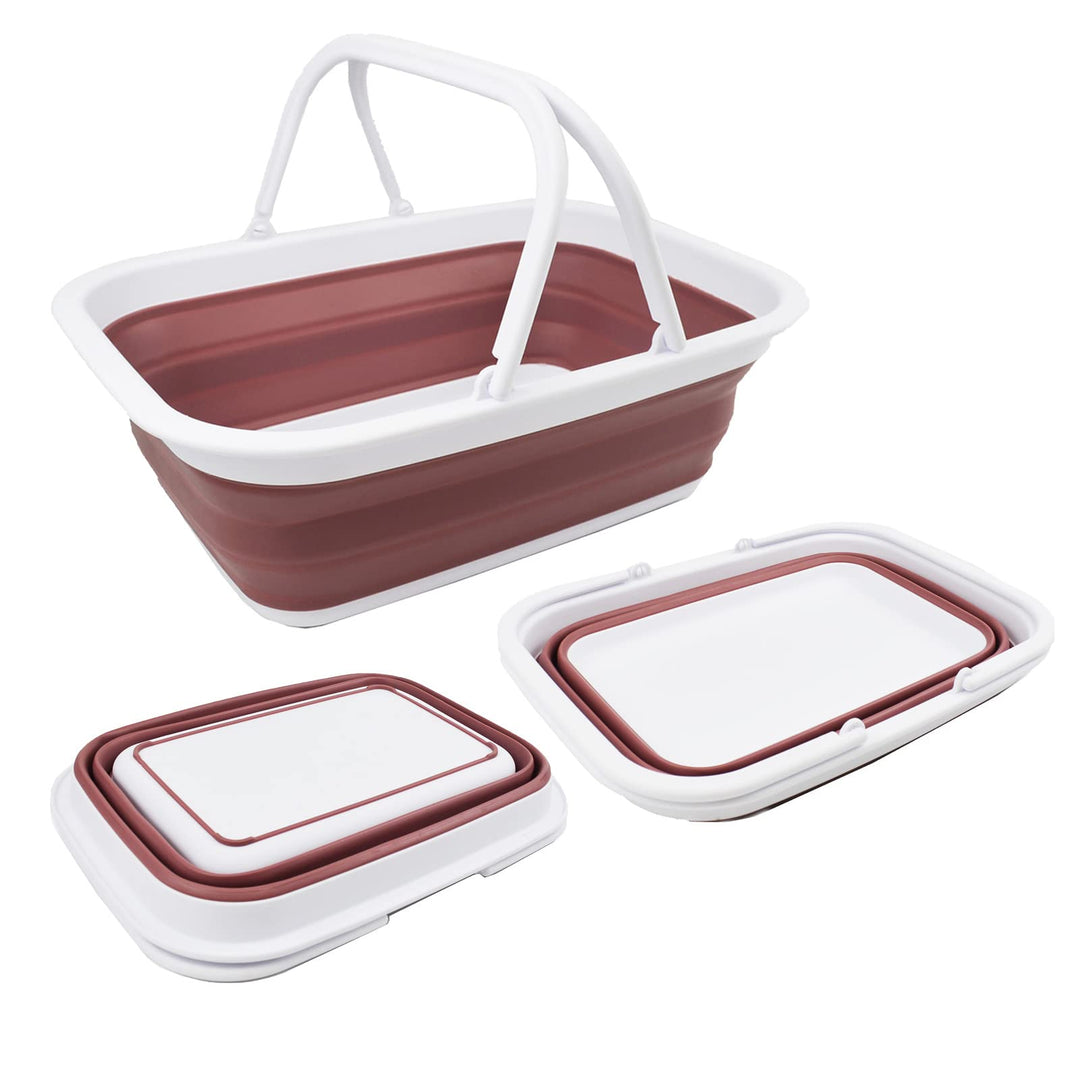 SAMMART 9,2 l zusammenklappbare Wanne mit Griff – tragbarer Picknickkorb für den Aussenbereich – Fal