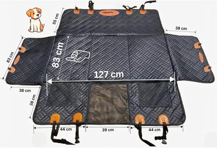 Hundedecke Auto Rückbank „Nalu“ – extra breite, verstärkte Liegefläche, wasserdicht &amp; Kratzfest – Rü