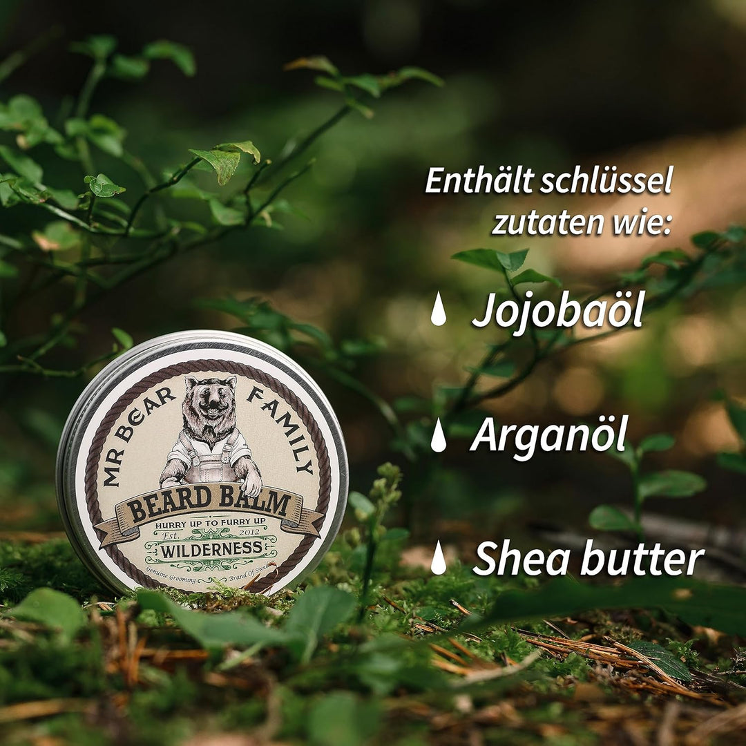 Mr Bear Family Bartbalsam Männer - Wilderness - pflegender Bart Balsam - Bartwachs mit Shea Butter,