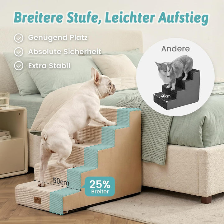 COZY KISS Hundetreppe für Kleine Hunde, 4 Stufen Haustiertreppe für Bett Couch Auto, 45cm Hoch Hochd