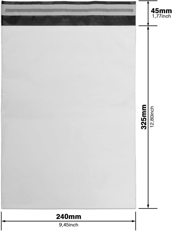 verpacking Versandbeutel 240x325 mm Weiss/Schwarz [Grösse und Stückzahl wählbar] Blickdicht Coex Ver