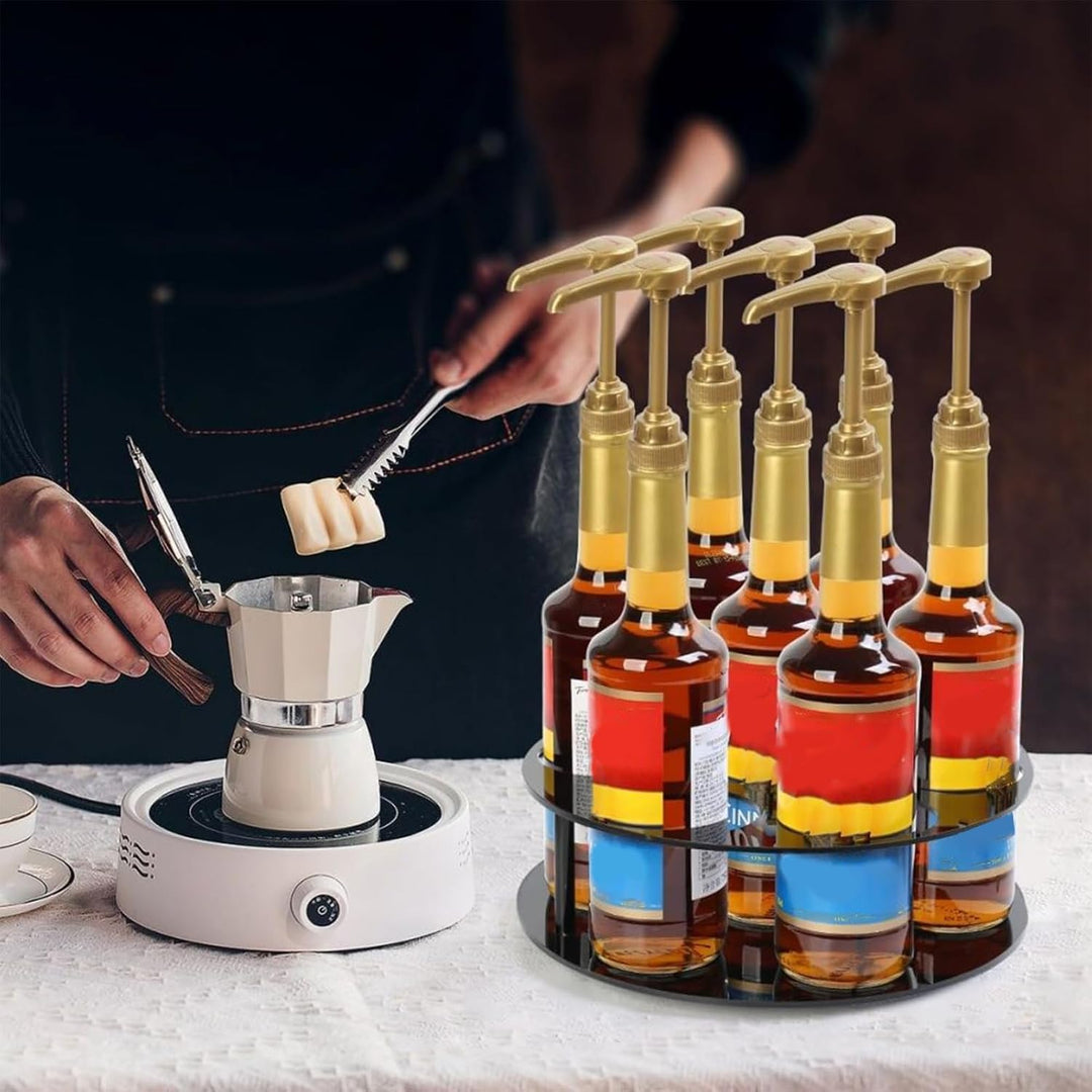 Coffee Syrup Organizer, 7 Bottles Syrup Rack, Dispenser Bottle Shelf, Stable Non Slip Design, Space