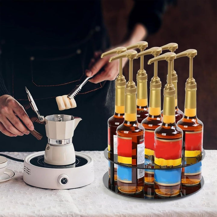 Coffee Syrup Organizer, 7 Bottles Syrup Rack, Dispenser Bottle Shelf, Stable Non Slip Design, Space