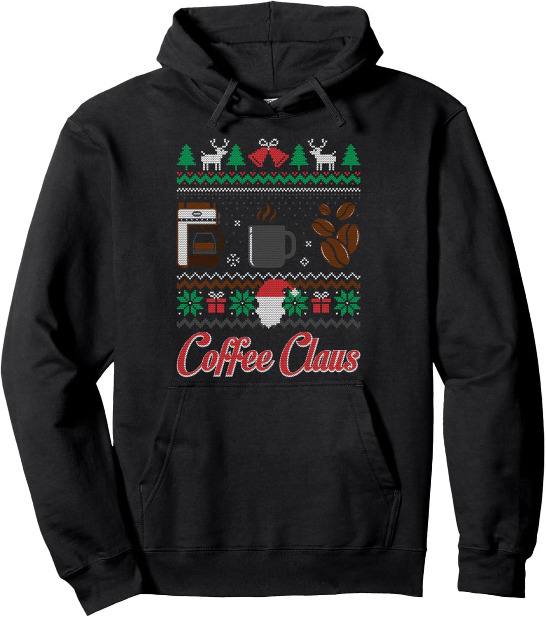 Barista Santa Claus Coffee Kaffee Ugly Christmas Sweater Pullover Hoodie