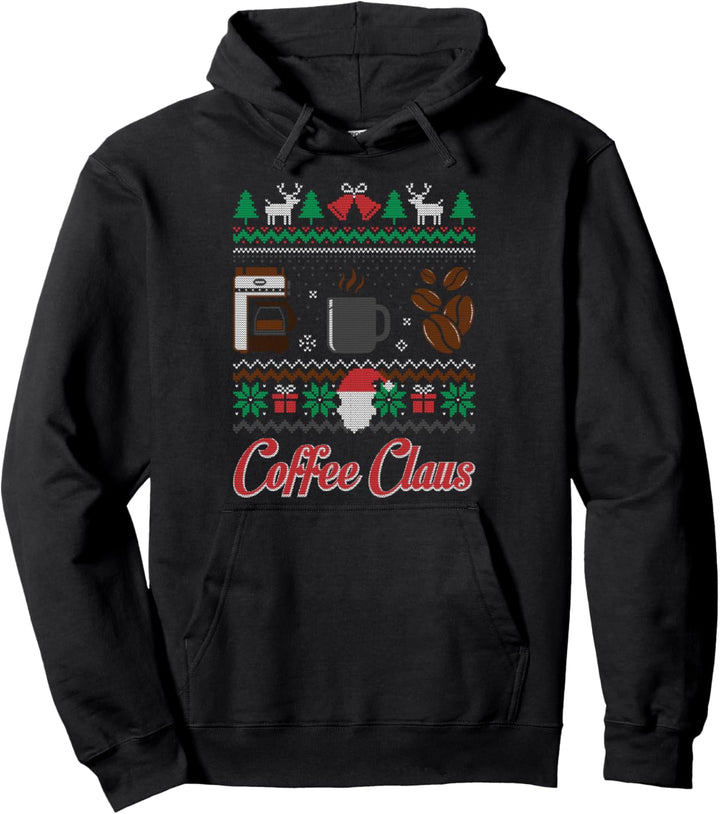Barista Santa Claus Coffee Kaffee Ugly Christmas Sweater Pullover Hoodie