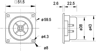 NEDIS Visaton VS-SC5 - Speaker-Driver (60 W, 100 W, 8 Ohm, 1500 – 22000 Hz, Schwarz, 98 g), 8005