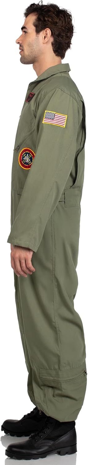 LEG AVENUE Herren Top Gun Flight Suit Costume Kost me in Erwachsenengr e, Khaki/Grün, XL EU XL Khaki