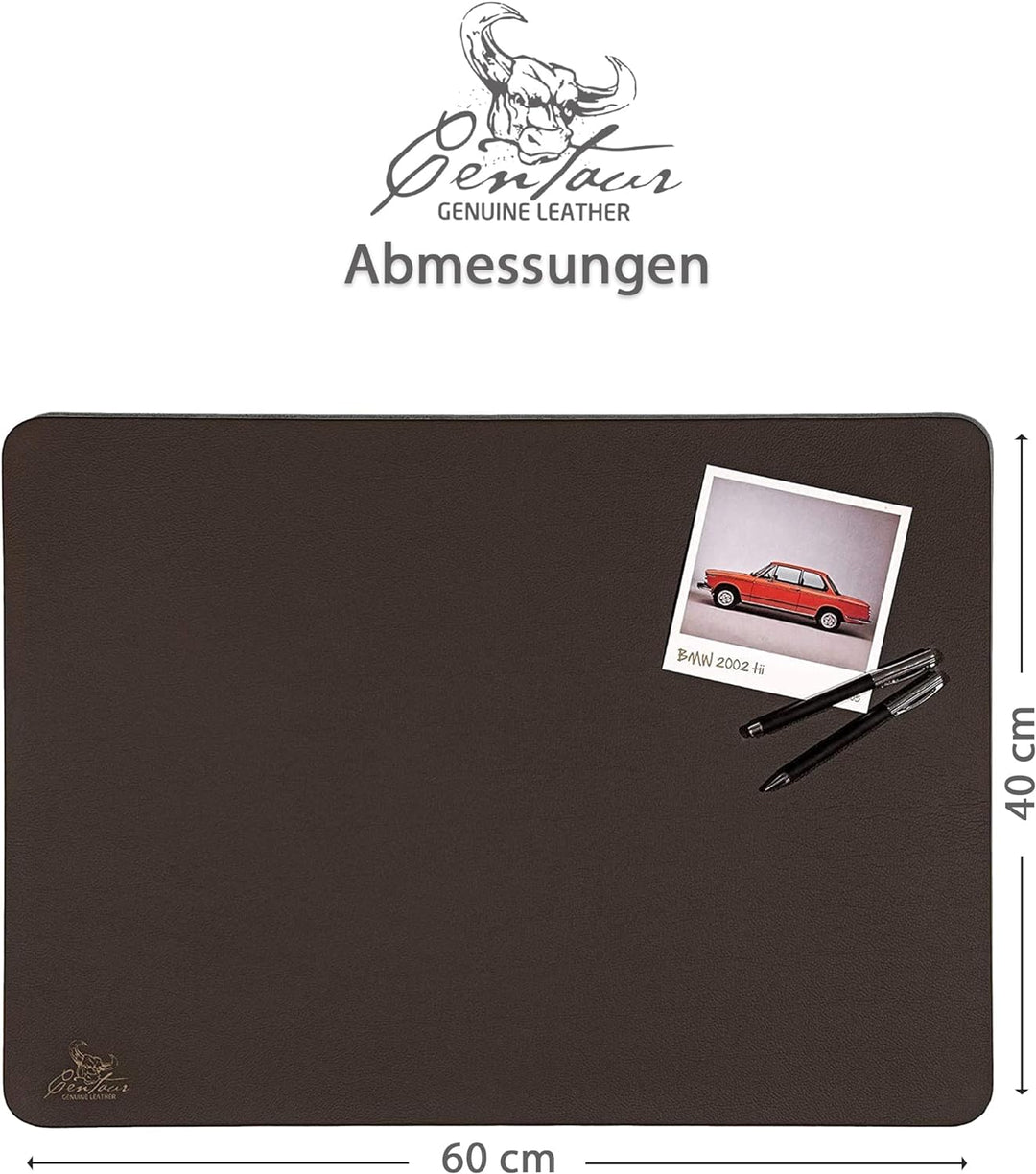 Centaur - Hochwertige Leder Schreibtischunterlage - Chocolate Braun 40x60 cm - ideal für Büro und Zu