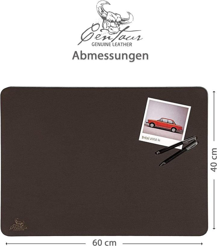 Centaur - Hochwertige Leder Schreibtischunterlage - Chocolate Braun 40x60 cm - ideal für Büro und Zu