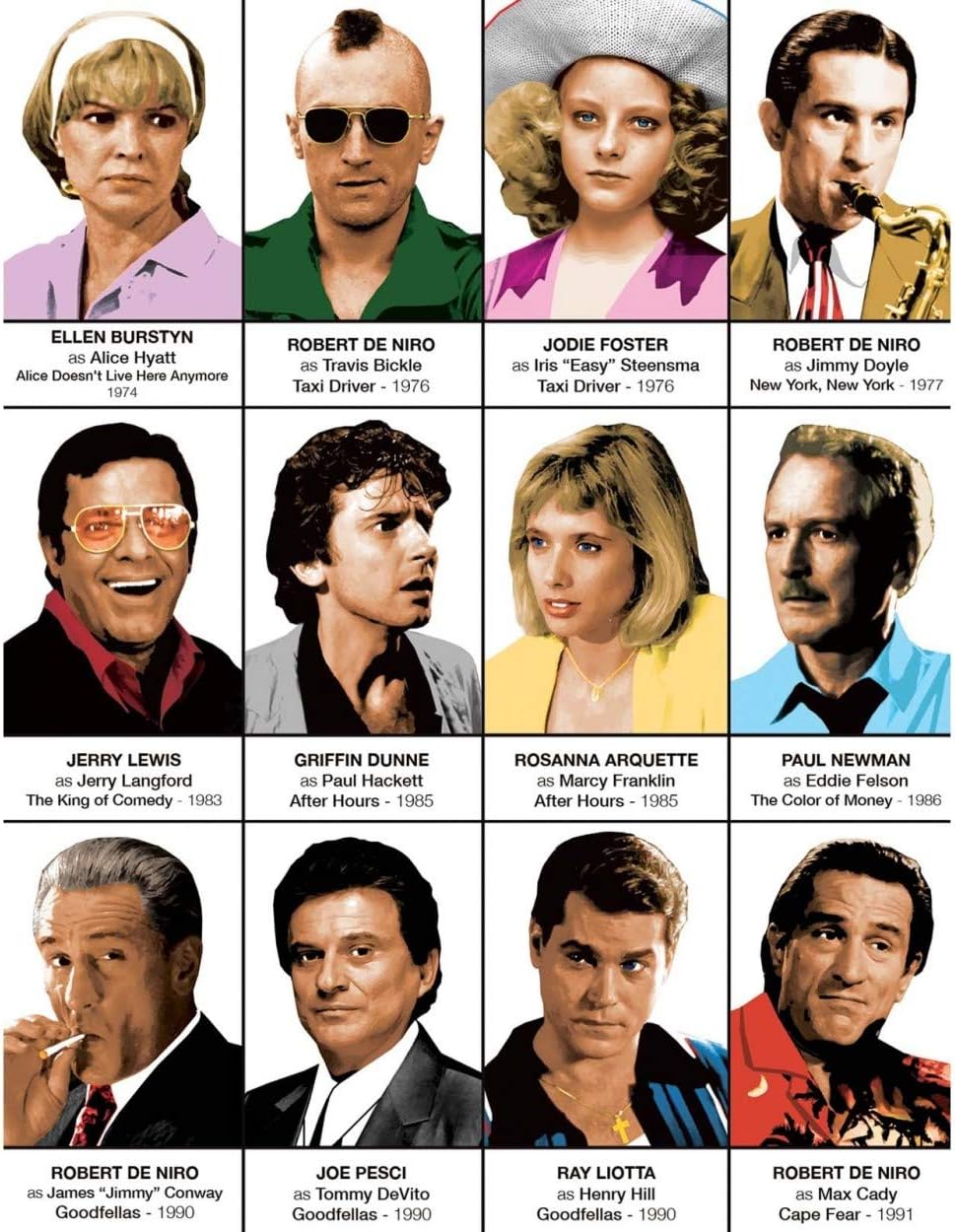 Wall Editions Art-Poster - Martin Scorsese Characters - Olivier Bourdereau